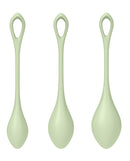 Satisfyer Yoni Power 2 Balls Training Set Light Green Ben Wa balls for pelvic floor training in graduated sizes.