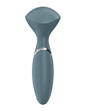 Satisfyer Mini Wand-er Silicone Wand Vibrator Grey shown from the front view, designed for full-body massage.