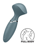 Satisfyer Mini Wand-er Silicone Wand Vibrator Grey with full body massage features and ergonomic design.