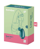 Satisfyer Spot On 1 Lay-On Clitoral Vibrator Green packaging showcasing elegant design and versatile functionality.