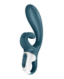 Satisfyer Hug Me App Controlled Rabbit Vibrator Grayblue showing dual stimulation design and ergonomic shape.