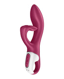 Satisfyer Embrace Me Berry Rabbit Vibrator with dual motors for G-spot and clitoral stimulation in a sleek design.