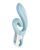 Satisfyer Love Me Rabbit Vibrator Blue with dual motors for clitoral and G-spot stimulation.