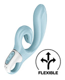 Satisfyer Love Me Rabbit Vibrator Blue showing flexible design for enhanced stimulation.