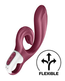 Satisfyer Love Me Rabbit Vibrator Red with flexible design for simultaneous clitoral and G-spot stimulation.