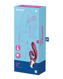 Satisfyer Love Me Rabbit Vibrator Red packaging showcasing its design and features for pleasurable stimulation.