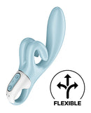 Satisfyer Touch Me Rabbit Vibrator Blue features flexible design for enhanced pleasure and powerful dual stimulation.