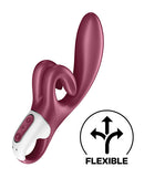 Satisfyer Touch Me Rabbit Vibrator Red with flexible design for dual stimulation of clitoris and G-spot.