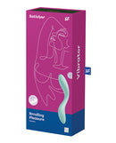 Satisfyer Rrrolling Pleasure G-Spot Vibrator Mint packaging design featuring sleek mint vibrator and modern graphics.