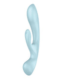 Satisfyer Triple Oh Rabbit Vibrator Light Blue for dual G-spot and clitoral stimulation with three internal motors.