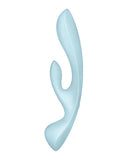 Satisfyer Triple Oh Rabbit Vibrator Light Blue designed for dual G-spot and clitoral stimulation with ergonomic shape.