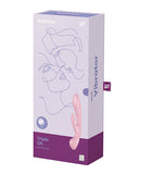 Satisfyer Triple Oh Rabbit Vibrator Pink packaging featuring sleek design and vibrant color.