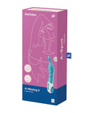 Satisfyer A-Mazing 2 A-Spot Vibrator Turquoise packaging showcasing its design and features.