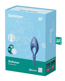 Satisfyer Bullseye Ring Vibrator Blue packaging showing the app control and adjustable cock ring features.