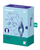 Satisfyer Sniper Vibrating Cock Ring Blue Grey packaging showcasing its design and features for enhanced pleasure.