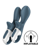Satisfyer Air Pump Booty 2 Anal Vibrator Dark Grey showing inflatable design and control buttons.