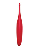 Satisfyer Twirling Fun Clitoral Vibrator Poppy Red, featuring a narrow tip for targeted stimulation.