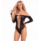 Savage Me CrissCross Sparkle Bodysuit Black worn by model showcasing the flattering design and glamorous sparkle accents.