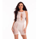 Savage Me Pure White Body Shorts OS on model, showcasing body-hugging design and stylish cutouts in a fresh white color.