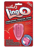 Ling O Vibrating Tongue Ring packaging showcasing its features and ergonomic design for enhanced pleasure.