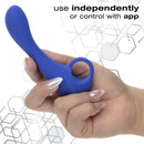 CalExotics Connect Explorer App Compatible Probe Purple held in hand, can be used independently or with an app for stimulation.