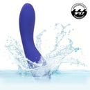 CalExotics Connect Warming App Compatible Wand Purple splashing in water, showcasing waterproof design and advanced features.