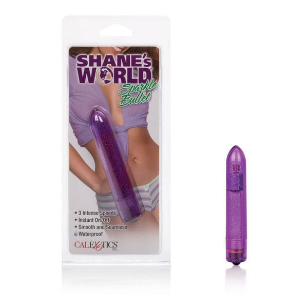Shane's World Sparkle Bullet Vibrator - Purple, Compact Size, Glittery Finish, Discreet and Powerful Intimate Toy