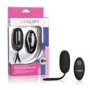 Silicone Remote Controlled Rechargeable Vibrating Egg package with product and remote for versatile pleasure.