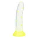 Glow Stick Star Silicone Glow-In-The-Dark Dildo Yellow with star pattern and vibrant yellow color.