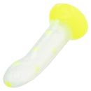Glow Stick Star Silicone Glow-In-The-Dark Dildo Yellow with star pattern and bright yellow base.