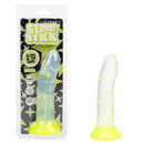 Glow Stick Star Silicone Glow-In-The-Dark Dildo Yellow with star pattern and packaging.