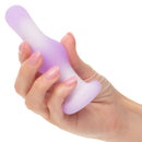 Hand holding Lavender Haze™ Bulb Probe dual-layer silicone vibrating probe with smooth curves and body-hugging shape.