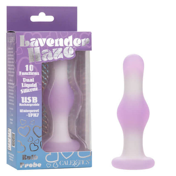 Lavender Haze Bulb Probe with packaging - Dual-Layer Silicone Vibrating Probe for sensual pleasure and intense satisfaction.