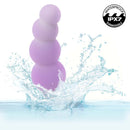 Lavender Haze Beaded Curved Rechargeable Probe Purple splashing in water, highlighting its waterproof design.