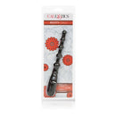 Booty Call Booty Flexer Black Vibrating Anal Bead Probe packaging featuring vibrant flowers and product details.