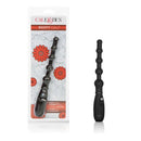 Booty Call Booty Flexer Black Vibrating Anal Bead Probe with multi-sized beads and vibration features in packaging.