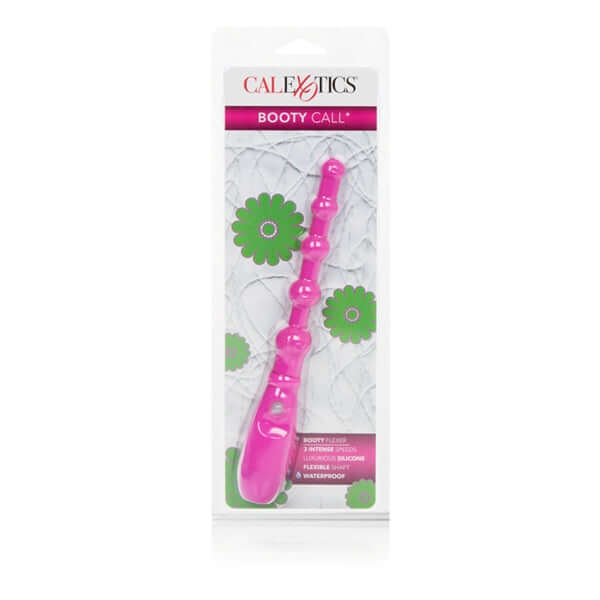 Pink vibrating anal bead probe with 3 speeds and waterproof design by CalExotics in packaging.