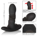 Eclipse Thrusting Rotator Probe Black showcasing design features and dimensions for intimate pleasure.