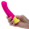 Rave Quilted G Silicone Vibrator Pink shown in hand, featuring a stylish quilted design and vibrant colors.