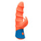 Rave Tickler Rabbit Vibrator Orange with a swirled shaft and ticklers for dual stimulation.