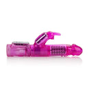 Waterproof Jack Rabbit Pink Vibrator featuring dual action vibration and rotating beads for enhanced pleasure.
