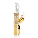 Platinum Jack Rabbit Vibrator Gold showcasing its unique design with multi-speed and rotation functions.