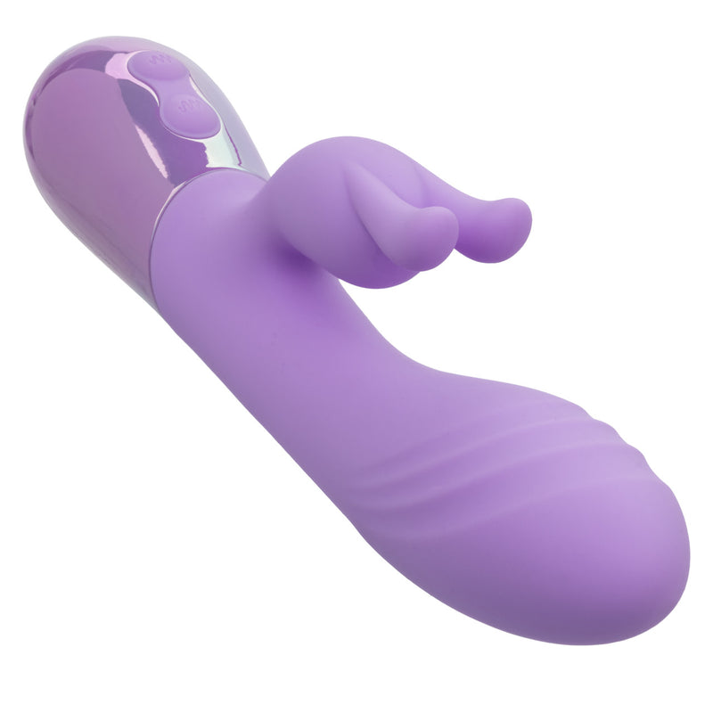 Aura Dual Bunny Rabbit Vibrator in soft silicone with flickering ears for dual stimulation.