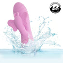 Aura Dual Flutter Rabbit Vibrator in water showcasing its dual stimulation features and waterproof design.