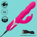 Enchanted Wave Action Bunny Rechargeable Vibrator Pink with USB charging cord included, waterproof and body safe features.