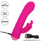 Thicc Chubby Rotating Butterfly massager in pink with USB charging cord, features silky smooth, body-safe material and powerful triple motors