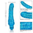 Sparkle Glitter Jack Blue Vibrating Dildo in blue, flexible design with glitter finish and ribbed texture for pleasure.