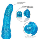 Sparkle Glitter Jack Blue Vibrating Dildo with textured shaft and easy battery replacement features.