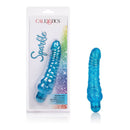 Sparkle Glitter Jack Blue Vibrating Dildo packaged with glitter finish and ribbed design for pleasure.