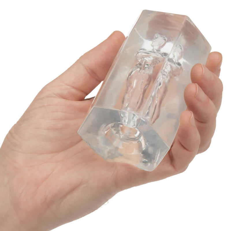 Hand holding Guys Guys Guys David transparent soft stretchy masturbator